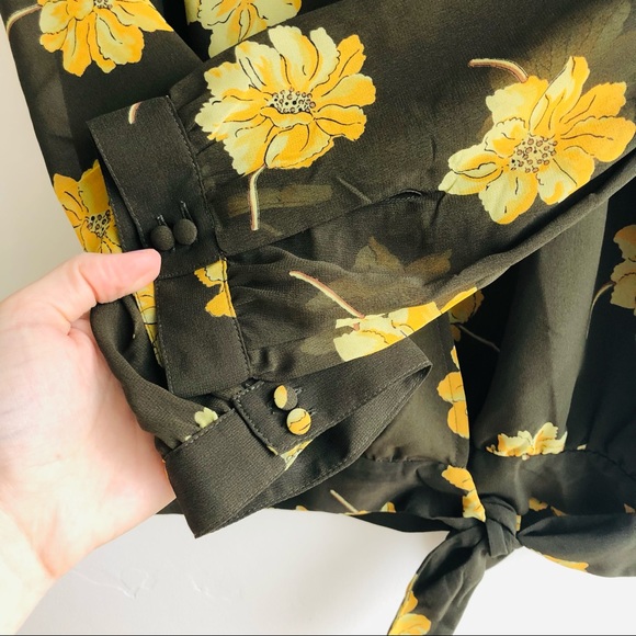 Madewell Effie Floral Green yellow top sz XS - Picture 8 of 12